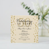 50周年結婚記念日のゴールドグリッターコンフェッティ 招待状 (スタンド正面)