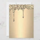 50周年結婚記念日のゴールドグリッター垂れ 招待状 (裏面)