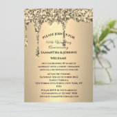 50周年結婚記念日のゴールドグリッター垂れ 招待状 (スタンド正面)