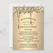 50周年結婚記念日のゴールドグリッター垂れ 招待状 (正面)