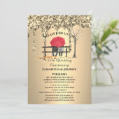 50周年結婚記念日のゴールドグリッター垂れ 招待状 (スタンド正面)