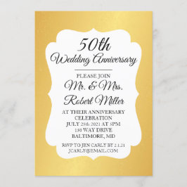 50周年結婚記念日のゴールドコンフェッティ招待状 招待状