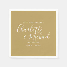 50周年結婚記念日のゴールドシグネチャースクリプト スタンダードカクテルナプキン
