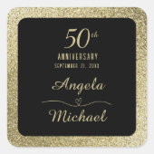 50周年結婚記念日のゴールドシックな輝きとエレガント スクエアシール (正面)