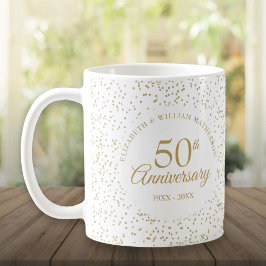 50周年結婚記念日のゴールドダストコンフェッティ コーヒーマグカップ