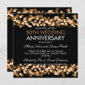 50周年結婚記念日のゴールドハリウッドグラマラス 招待状 (正面/裏面)