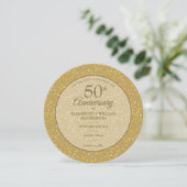 50周年結婚記念日のゴールドハートの円形デザイン セーブザデート (スタンド正面)