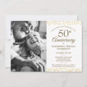 50周年結婚記念日のゴールドハートの写真 招待状 (正面)