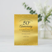 50周年結婚記念日のゴールドハートのSave the Date 案内ポストカード (スタンド正面)