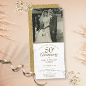50周年結婚記念日のゴールドハートコンフェッティ写真 招待状