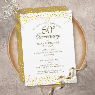 50周年結婚記念日のゴールドハートメモリー 招待状