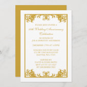 50周年結婚記念日のゴールドフレームスクロール 招待状 (正面/裏面)