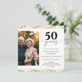 50周年結婚記念日のゴールドブラック写真招待状 招待状 (スタンド正面)