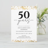 50周年結婚記念日のゴールドブラック招待状 招待状 (スタンド正面)