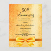 50周年結婚記念日のゴールドメタリック招待状 ポストカード (正面)