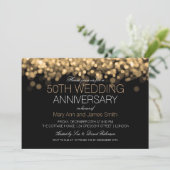 50周年結婚記念日のゴールドライト 招待状 (スタンド正面)