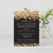 50周年結婚記念日のゴールドライト 招待状 (スタンド正面)