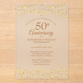 50周年結婚記念日のゴールドラブハート アクリル招待状 (正面)