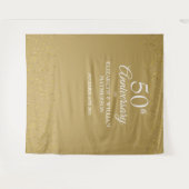 50周年結婚記念日のゴールド写真バックドロップ タペストリー (正面(横))