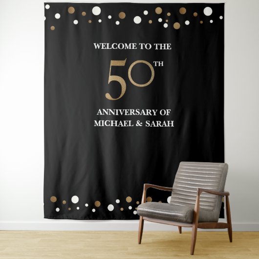 50周年結婚記念日のゴールド写真用背景 タペストリー (インサイチュ)