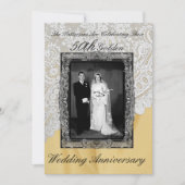 50周年結婚記念日のゴールド写真 招待状 (正面)