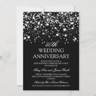 50周年結婚記念日のシルバー・ミッドナイト・グラマラス 招待状