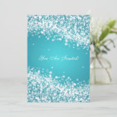 50周年結婚記念日のスパークリングウェーブブルー 招待状 (スタンド正面)