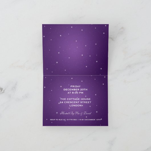 50周年結婚記念日のスパークリング チェーン パープル 招待状 (内部)