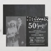 50周年結婚記念日のチョークボード写真 招待状 (正面/裏面)