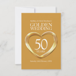 50周年結婚記念日のハート形返信カード 出欠カード