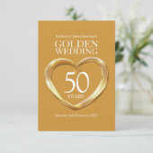 50周年結婚記念日のハート形返信カード 出欠カード (スタンド正面)