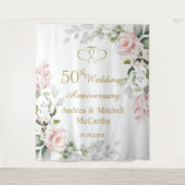 50周年結婚記念日のバラとハート タペストリー (正面)