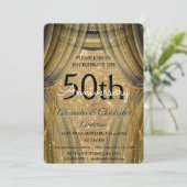 50周年結婚記念日のブラックとゴールドの輝き 招待状 (スタンド正面)