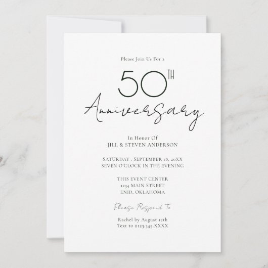 50周年結婚記念日のミニマルデザイン 招待状 (正面)