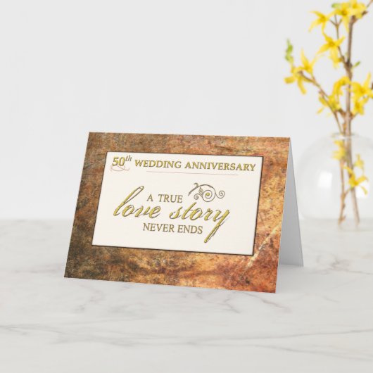50周年結婚記念日のラブストーリー カード (黄色い花)