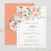 50周年結婚記念日のヴィンテージエンブロイダリー付きドレス 招待状 (正面/裏面)
