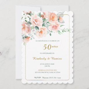 50周年結婚記念日のヴィンテージエンブロイダリー付きドレス 招待状