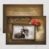 50周年結婚記念日のヴィンテージ写真招待状 招待状 (正面/裏面)