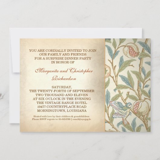 50周年結婚記念日のヴィンテージ写真招待状 招待状 (裏面)