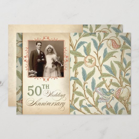 50周年結婚記念日のヴィンテージ写真招待状 招待状 (正面/裏面)