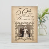 50周年結婚記念日のヴィンテージ招待状 招待状 (スタンド正面)
