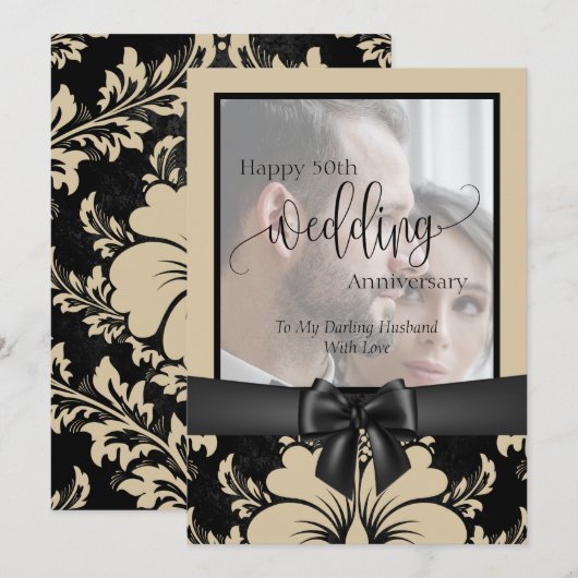 50周年結婚記念日の伝統的な写真 招待状 (正面/裏面)