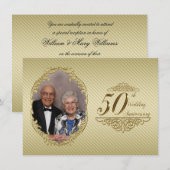50周年結婚記念日の写真招待カード 招待状 (正面/裏面)