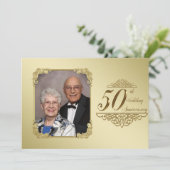 50周年結婚記念日の写真招待カード 招待状 (スタンド正面)