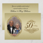 50周年結婚記念日の写真招待カード 招待状 (正面/裏面)