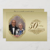 50周年結婚記念日の写真招待カード 招待状 (正面/裏面)