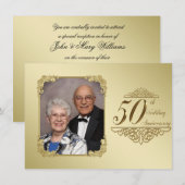 50周年結婚記念日の写真招待カード 招待状 (正面/裏面)