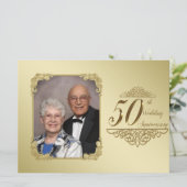 50周年結婚記念日の写真招待状カード 招待状 (スタンド正面)