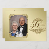 50周年結婚記念日の写真招待状カード 招待状 (正面/裏面)