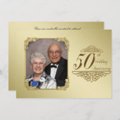 50周年結婚記念日の写真招待状カード 招待状 (正面/裏面)